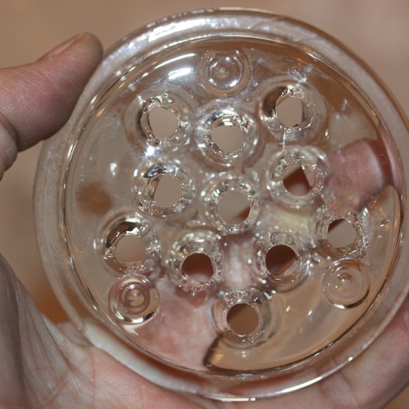 Vintage CLEAR GLASS FLOWER FROG 11-Holes 3.5 inch  No chips or cracks - Picture 3 of 3